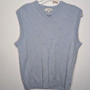 Turnbury Size Extra Large  Merino Wool  VNeck Long Sleeve Sweater Vest Blue (594